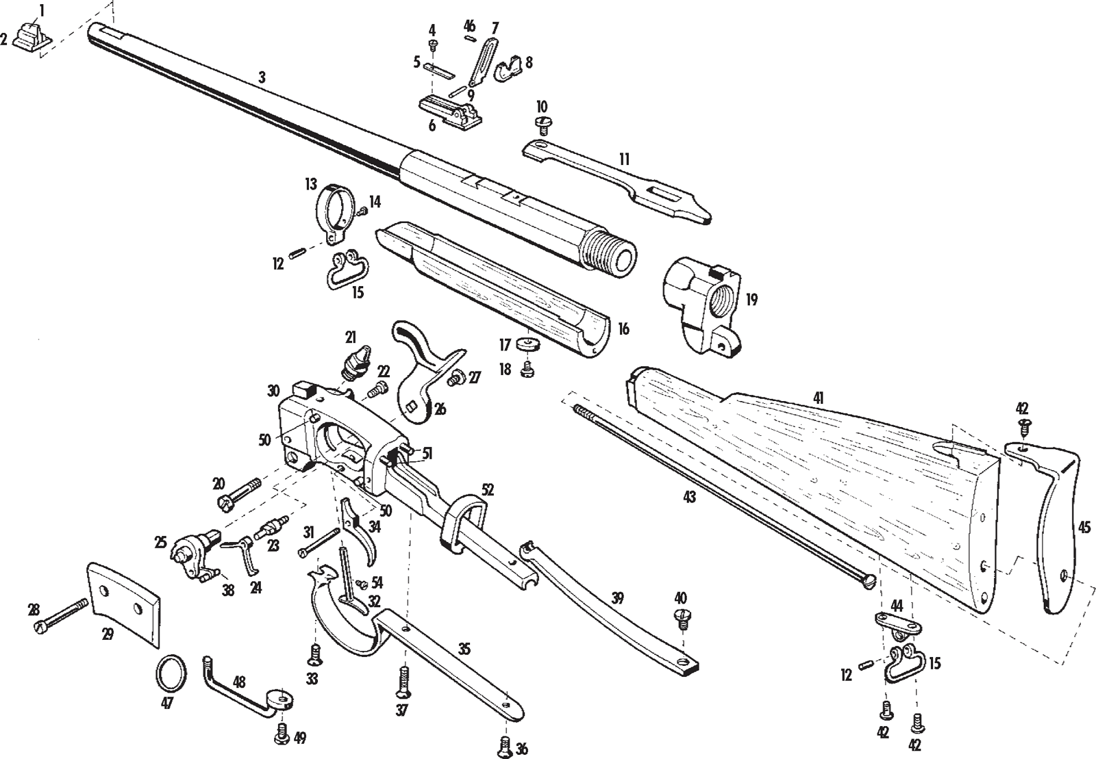smith Smith Artillery Walnut Buttstock With Swivel (Includes #12,15,41,42,44,45)
